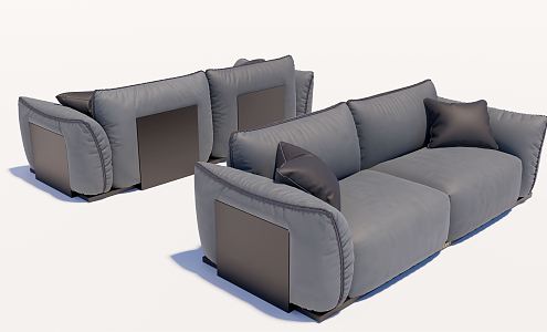 Modern double sofa one-word sofa 3d model