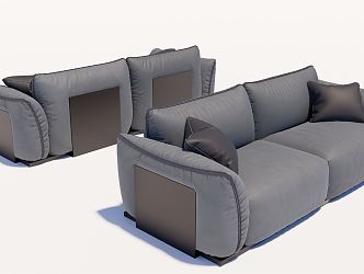 Modern double sofa one-word sofa 3d model