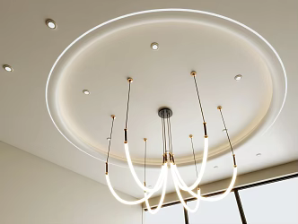 Round Ceiling Linear Light Ceiling Modern Technology Sense Ceiling 3d model