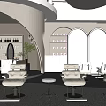 Modern Beauty Salon Interior Design With Stylish Mirrors Comfortable Chairs And Product Shelves
