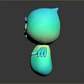 Glowing Green Doll with Blue Eyes Pink Cheeks Earth Symbol on Belly and Open Arms