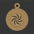 Gold Circular Pendant With Intricate Patterns And Central Spiral Design For Fashion Accessory