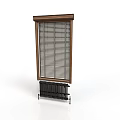 Brown Wooden Window Blinds With Black Radiator Placed Below In Home Living Space