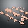 Light Brown Paper Airplane Craft Models With Various Designs Displayed On Dark Background