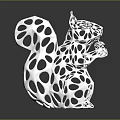 Intricate Hollow Silver Squirrel Sculpture With Artistic Metallic Detailed Mesh Structure And Reflective Surface