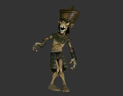 Egyptian Mummy Character With Skeleton Features And Ancient Headdress Creature Design 3d model