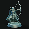 Intricate Archer Carving with Flowing Cloak Holding Bow Arrow in Dynamic Pose
