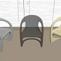 Modern Colorful Plastic Chair Set With Transparent Pink Gray And Yellow Designs