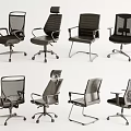Modern Office Chairs With Various Designs Mesh Back Leather Seat And Swivel Wheels