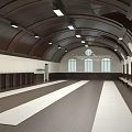 Fitness Training Gymnasium With Wooden Arched Ceiling White Mats Lockers Benches And Windows