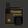Industrial Power Generator Container With Four Circular Vents And Yellow Accents