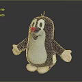 Game Movie Character Plush Toy Black Body White Belly Red Nose Big Eyes Open Arms