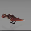 Red Dragon Character with Wings and Spikes as Mythical Creature 3D Render on Dark Backdrop 3d model