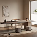 Tea Table and Chair Combination Solid Wood Tea Table Tea Table Acrylic Tea Table Tea Room Tea Set Combination 3d model