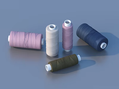 Colorful Household Sewing Thread Spools in Multiple Colors for Craft Projects 3d model