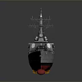 Warship Model With Gray Hull Red Bottom Deck And Antenna Details 3d model