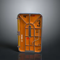 Industrial Security Door Orange and Gray With Handle Signs and Numbers C013 A05