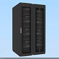 Modern Monitoring Room Setup With Mesh Door Server Cabinets And Technical Equipment