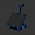 Modern Black POS Terminal With Touchscreen Display Scanner And Base