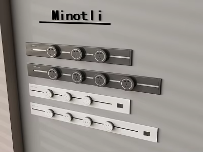 Minotli Stylish Switch Panels With Round Buttons In Gray And White 3d model