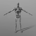 Detailed Robotic Game Movie Character With Mechanical Skeleton Standing Pose