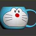 Cute Blue Daily Use Mug Featuring Doraemon Face Design And Handle 3d model