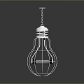 Wireframe Light Bulb Pendant Lamp With White Metal Structure And Hanging Chain