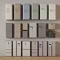 Various Colored Refrigerators In Different Styles And Sizes Displayed On Wall