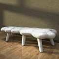 Wooden Public Bench With Natural Texture And Sturdy Legs On Wooden Floor