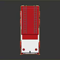 Cartoon Style Red And White Fire Truck With Ladder And Red Lights