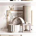 Modern Minimalist Shelf Decorative Ornament Sets With Vases Dried Pampas Sculptures And Books