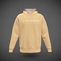 Tan Casual Hoodie With OL TRAVEL APPRO Text And Kangaroo Pocket