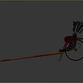 Vintage Rickshaw Design With Red Body Gray Seat And Large Wheels Long Shafts