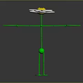 Cartoon Weather Vane with White Flower Smiley Face Center Green Stem Arrow Leaves and Base