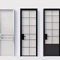 Modern Interior Doors With Glass Panels White Black Frames And Handle Details 3d model