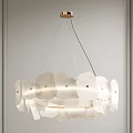 Modern White Petal Shaped Translucent Chandelier With Soft Light Hanging In Room