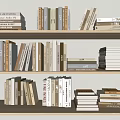 Books And Magazines In Various Sizes On Wooden Bookshelf With Stacked Upright Arrangement