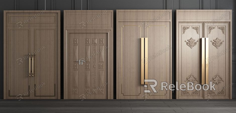 New Chinese Style Double Door Double Door Mother Door Solid Wooden Door Flat Door Room Door model