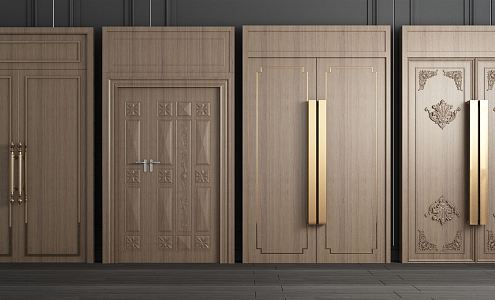 New Chinese Style Double Door Double Door Mother Door Solid Wooden Door Flat Door Room Door 3d model