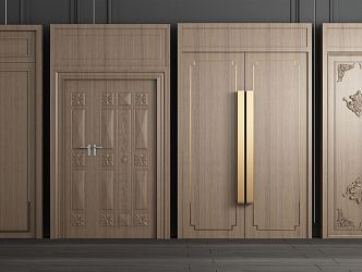 New Chinese Style Double Door Double Door Mother Door Solid Wooden Door Flat Door Room Door 3d model