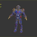 Blue And Red Sci Fi Robot Character With Mechanical Armor Design Details 3d model