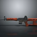3D Model Modern Rifle With Wooden Stock Black Metal Barrel And Magazine