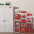 Essential Fire Safety Equipment With Extinguishers Hydrants Emergency Lights Exit Signs And Cabinets