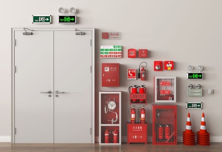 Fire Door Fire Hydrant Emergency Lighting Fire Equipment 3d model