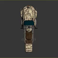 Desert Natural Scene With Camouflage Motorcycle Metal Frame And Exhaust Pipes
