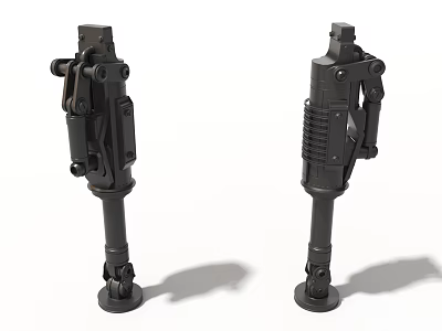 Two Black Industrial Equipment Mechanical Pillar Structure With Connectors And Base Components 3d model