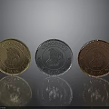 Detailed Gold Silver Copper Coin Portrait Sculpture Carving On Reflective Surface