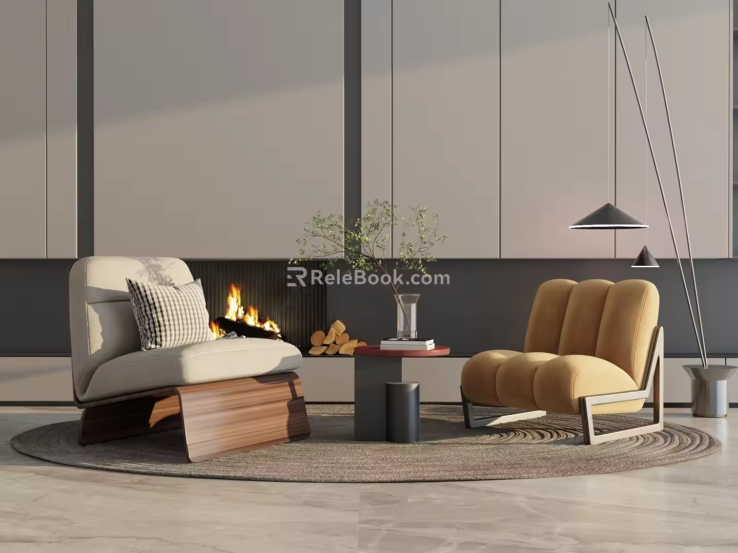 Modern leisure table and chair combination 3d model
