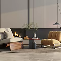 Modern leisure table and chair combination 3d model