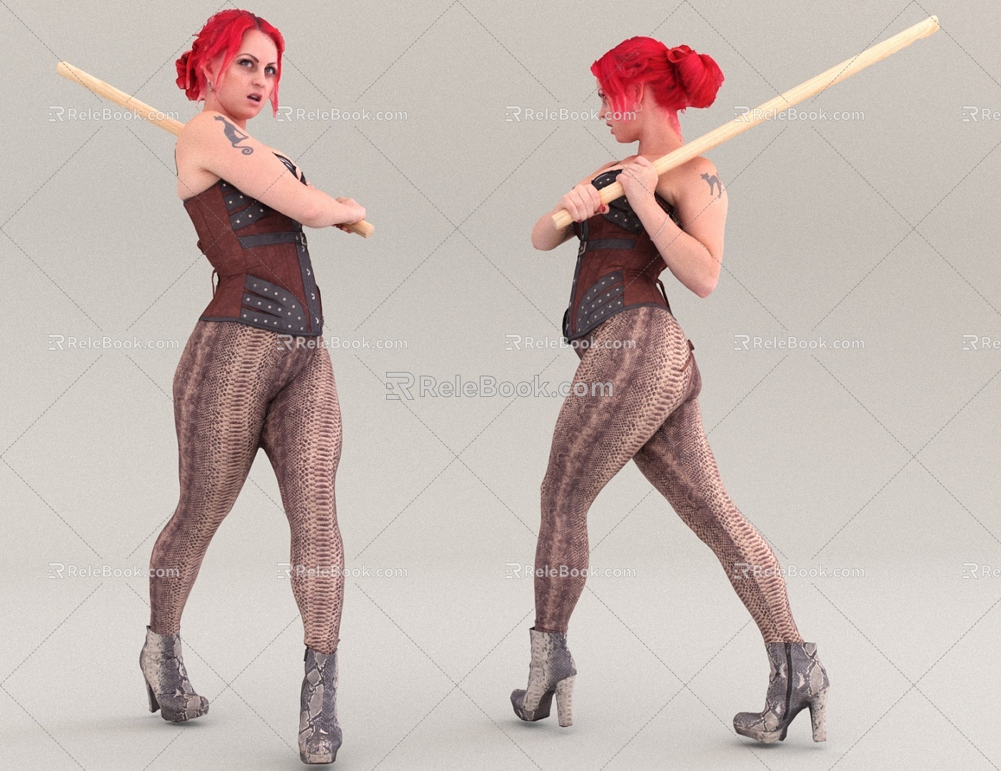 Woman Playing Baseball 3d model